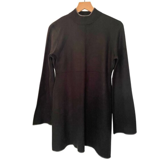 Topshop Mock Neck Jumper Dress Black With Grey Edging Size 10 - Picture 2 of 6